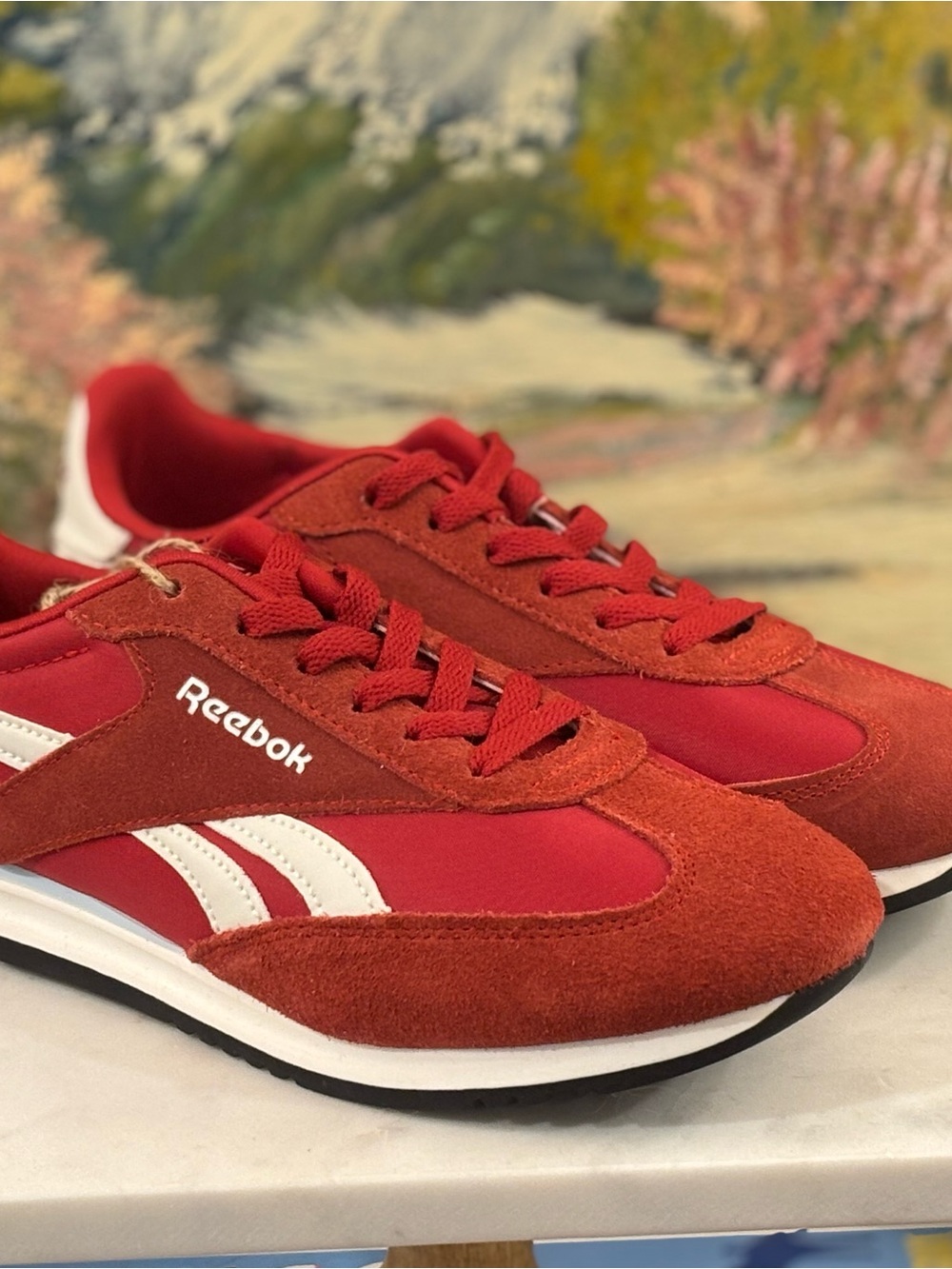 Reebok Fiori Red Leather Retro Sneakers NWT 8.5
